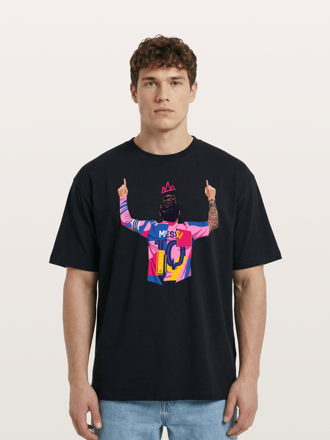 Messi No.10 Celebration Pose Cotton T-shirt