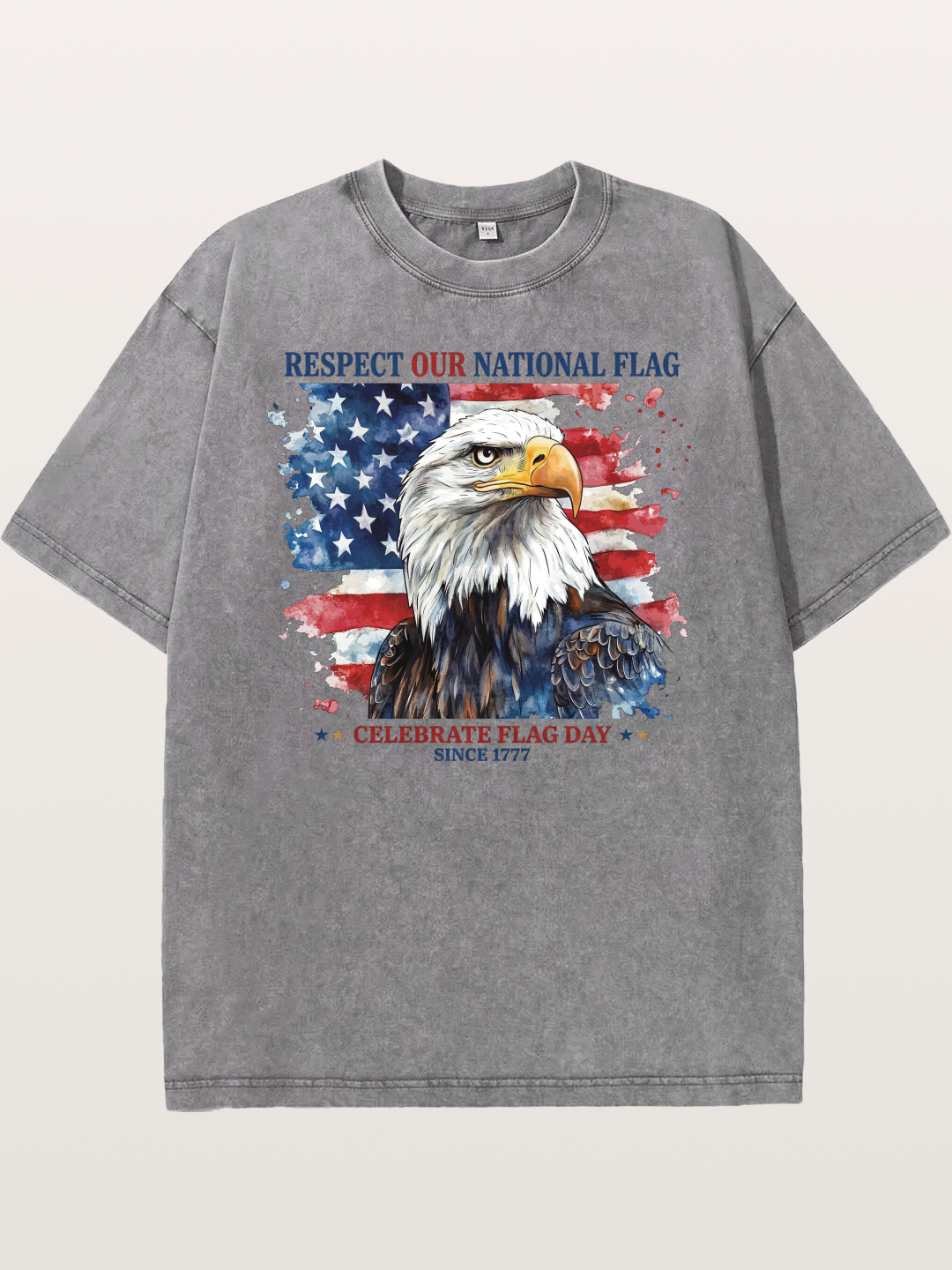 Watercolor Eagle Flag Day Art Washed T-shirt