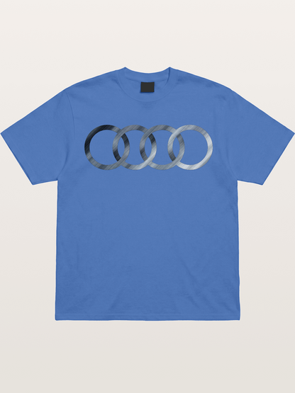 Audi Four Rings Brushed Metal Logo Gildan T-shirt