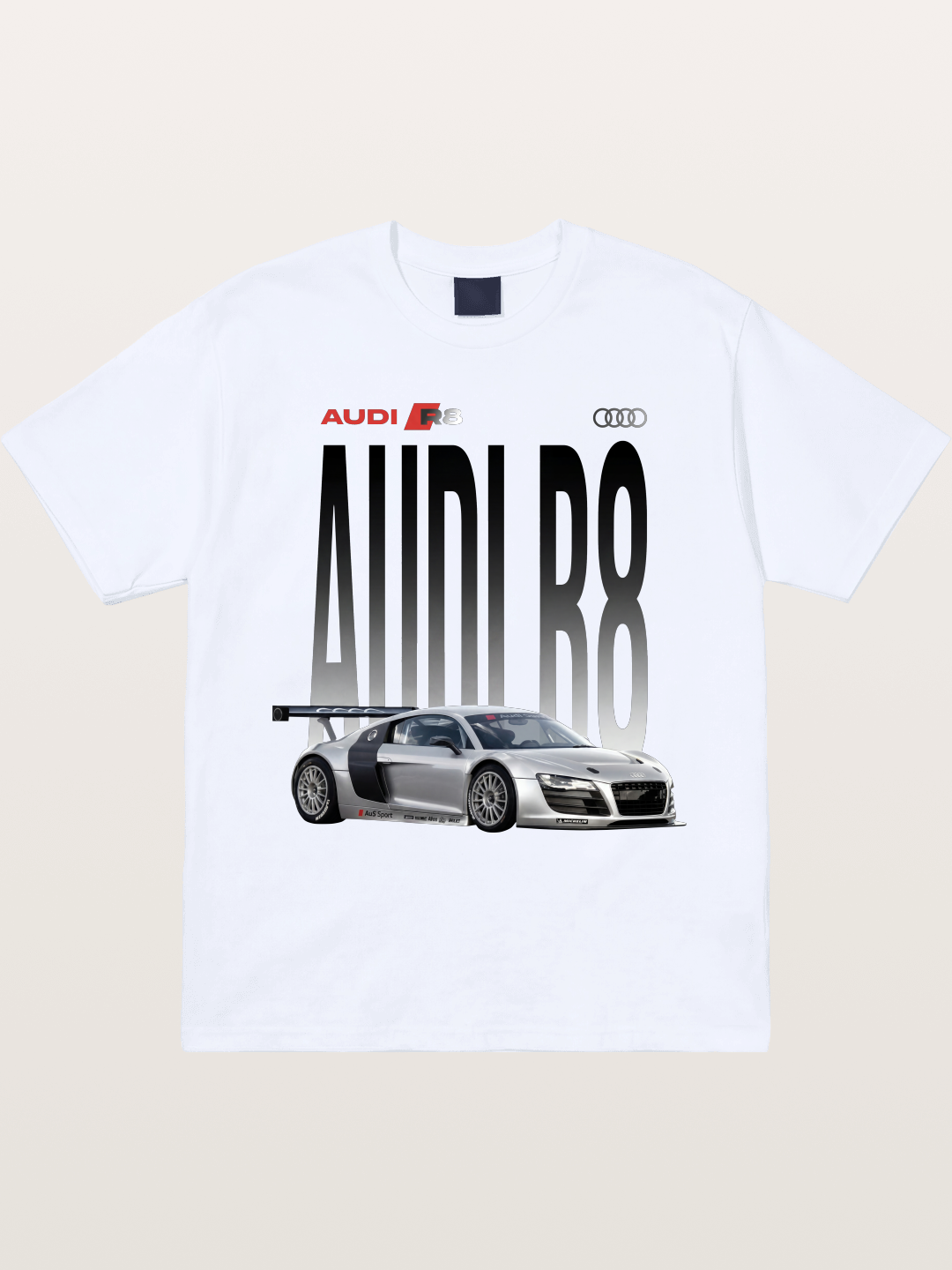 Silver Audi R8 GT3 Front Side View Gildan T-shirt