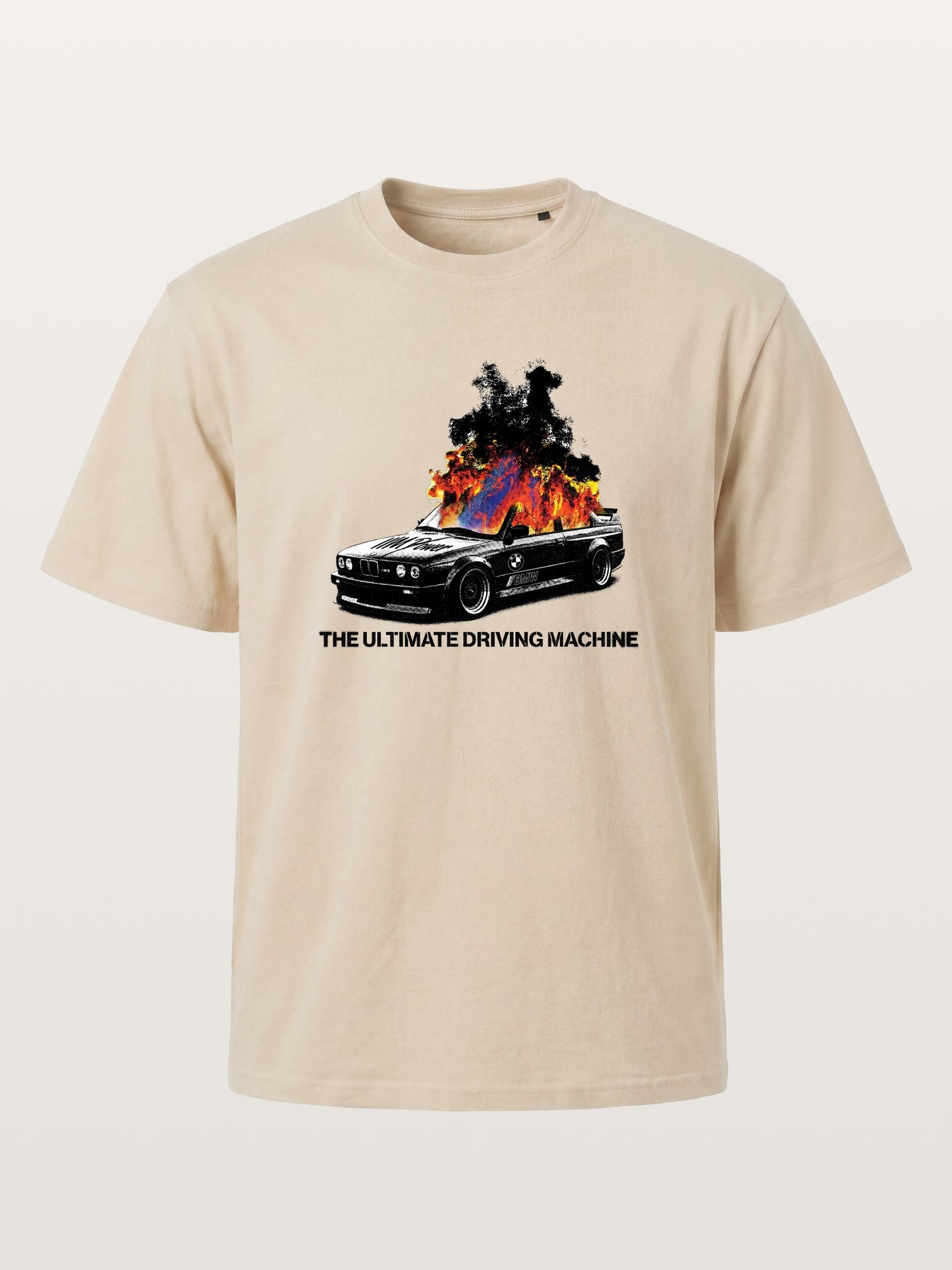 Burning BMW Retro Halftone Poster Gildan T-shirt