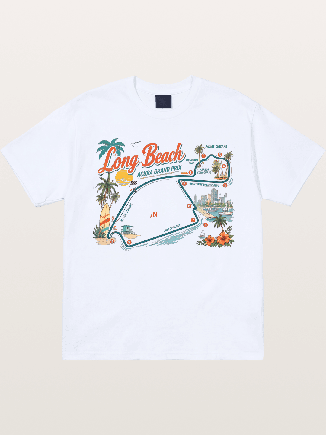 Long Beach Circuit Track Map Graphic Gildan T-shirt