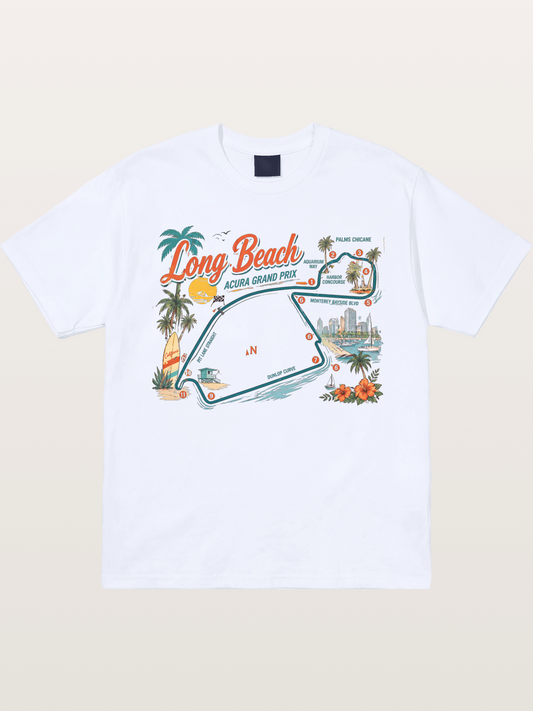 Long Beach Circuit Track Map Graphic Gildan T-shirt