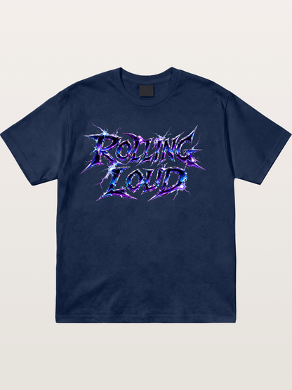 Rolling Loud Blue Lightning Font Cotton T-shirt