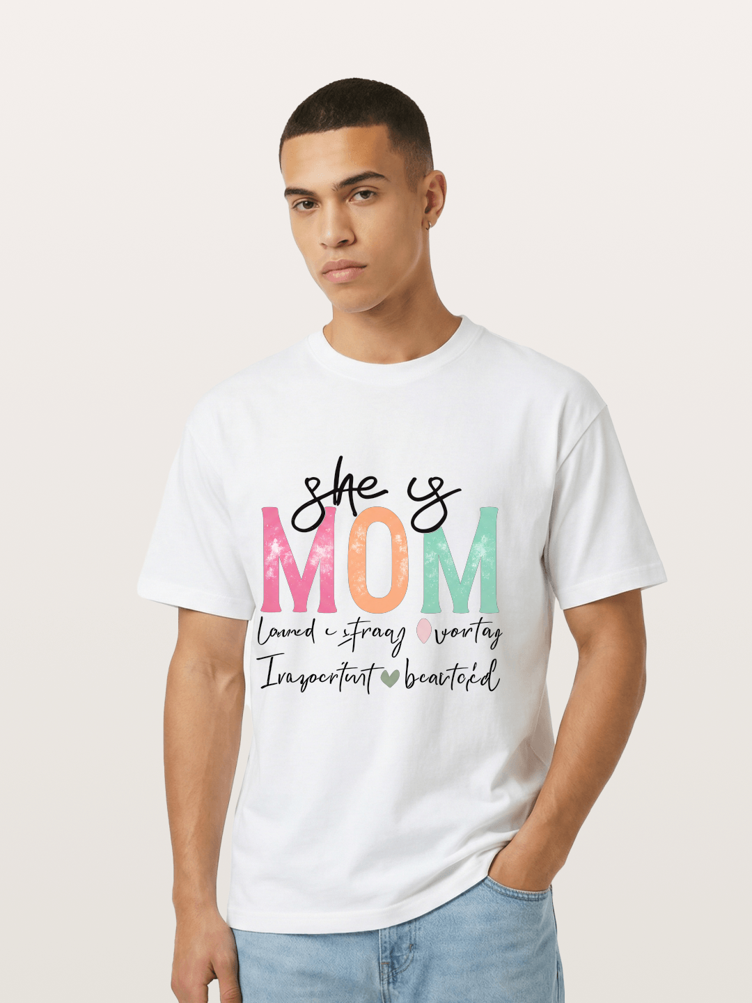 She is Mom Boho Pastel Print Gildan T-shirt