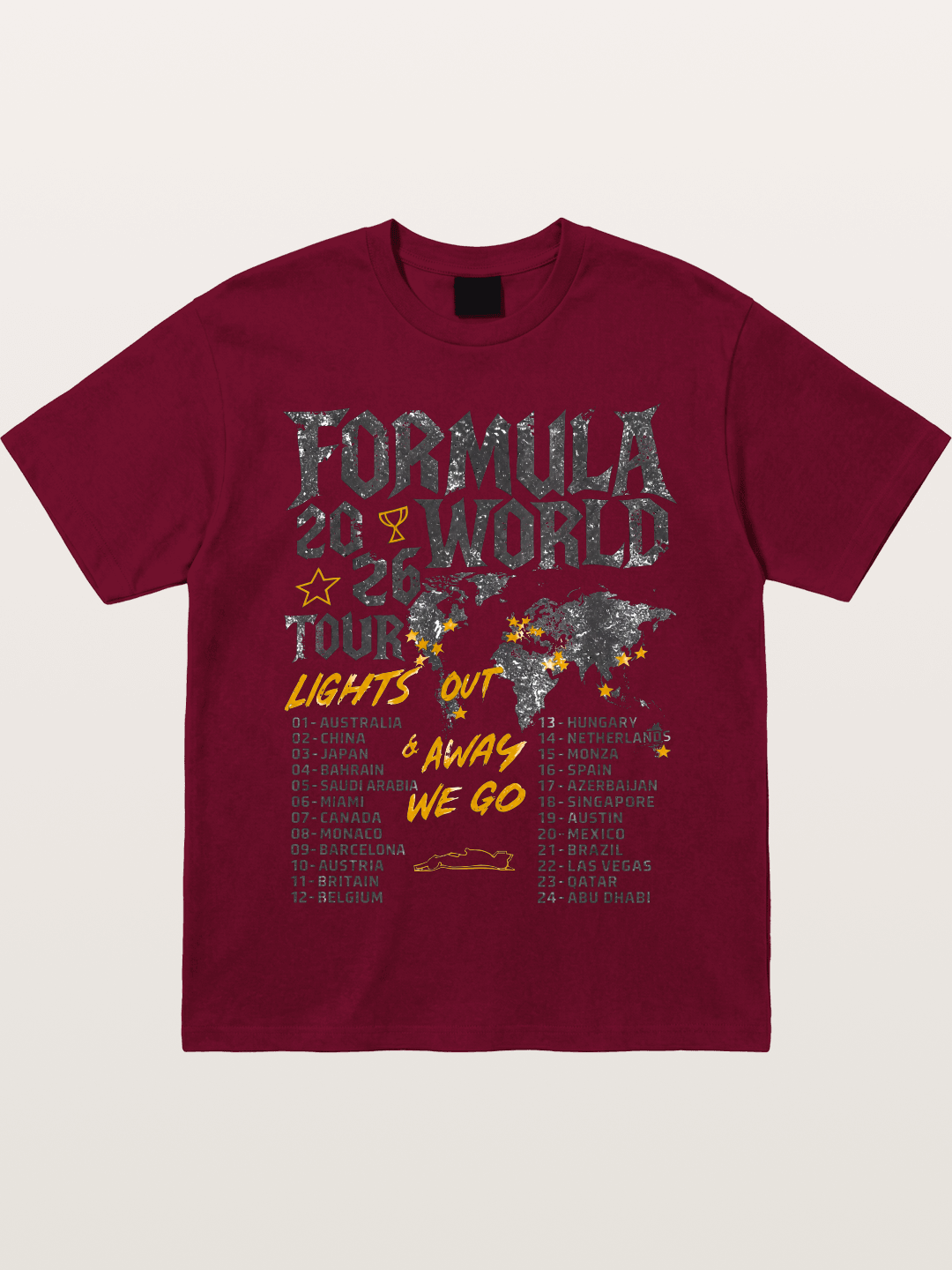 2026 F1 World Tour Poster Gildan T-shirt