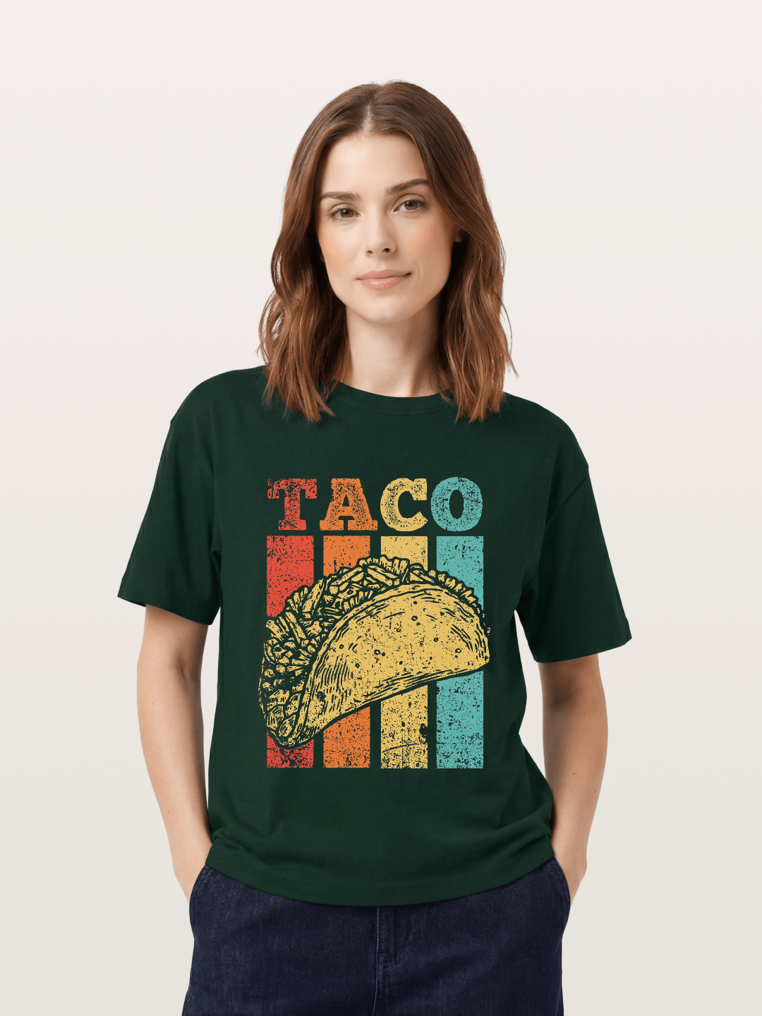 Vintage Taco Retro Stripes Food Gildan T-shirt