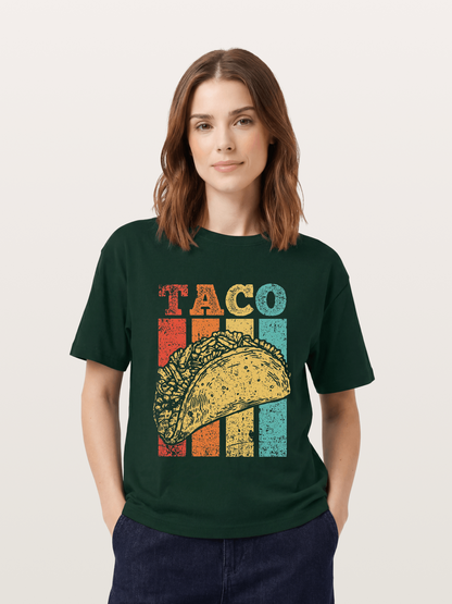 Vintage Taco Retro Stripes Food Gildan T-shirt