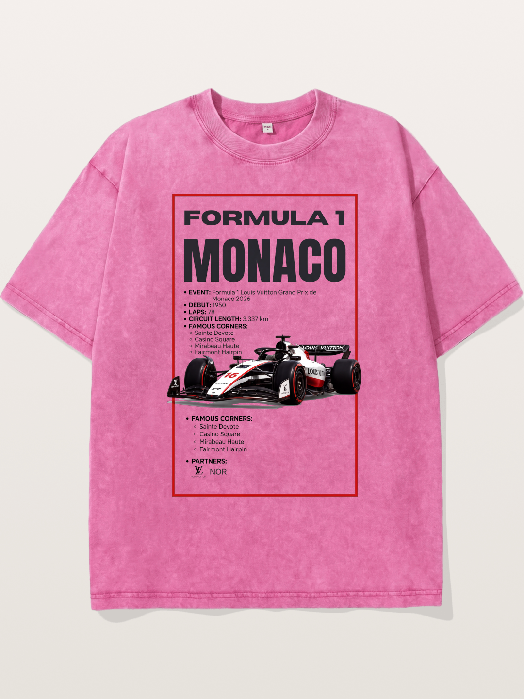 F1 Monaco Grand Prix Fact Sheet Washed T-shirt