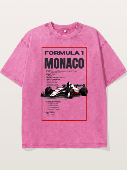 F1 Monaco Grand Prix Fact Sheet Washed T-shirt