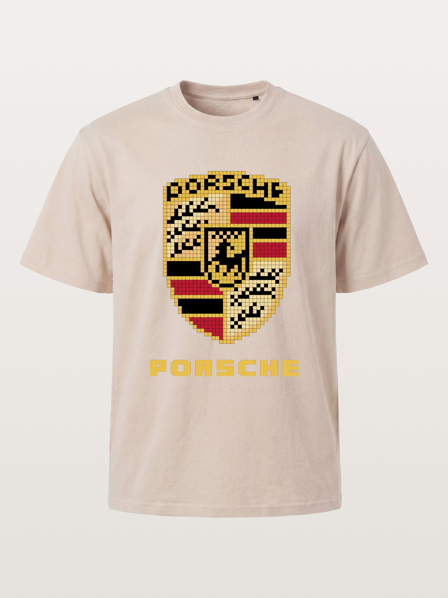 Pixel Mosaic Porsche Crest Emblem Cotton T-shirt