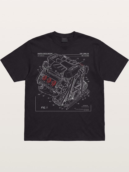 V6 TFSI Audi Powertrain Patent Drawing Cotton T-shirt