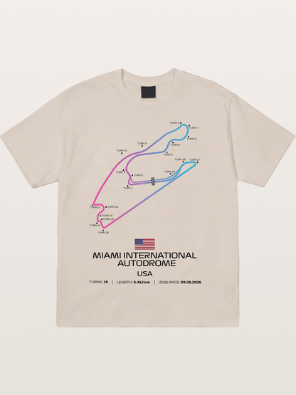 Miami Autodrome F1 Track Map Cotton T-shirt