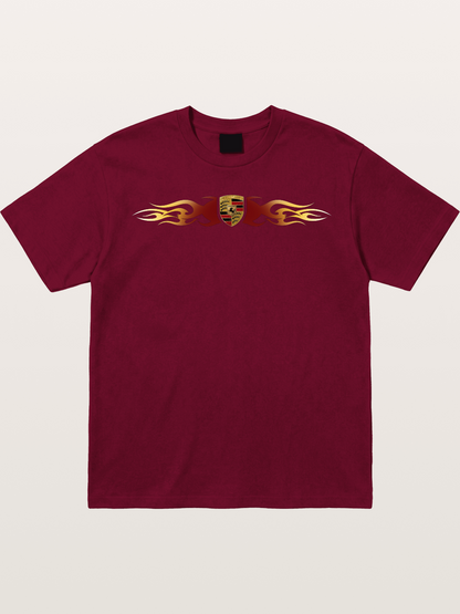 Porsche Crest Flame Stripe Gildan T-shirt