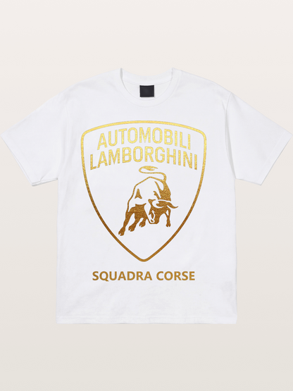 Lamborghini Squadra Corse Gold Shield Cotton T-shirt