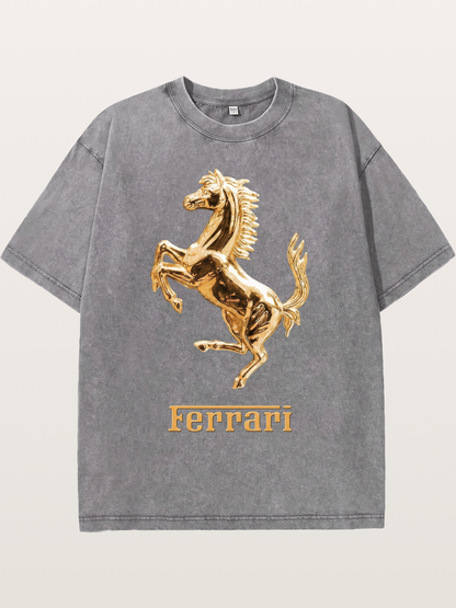 Ferrari Golden Prancing Horse Washed T-shirt