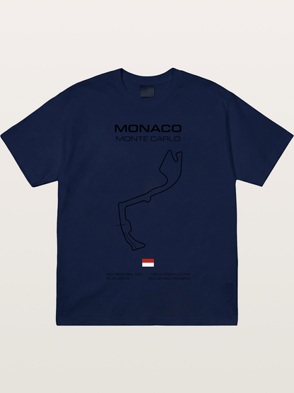 Monaco Circuit Minimal Line With Flag Gildan T-shirt