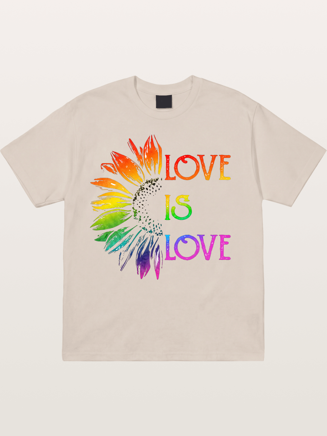 Rainbow Sunflower Love Print Cotton T-shirt