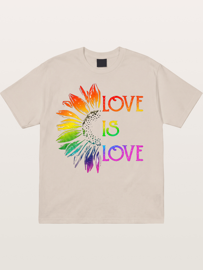 Rainbow Sunflower Love Print Cotton T-shirt
