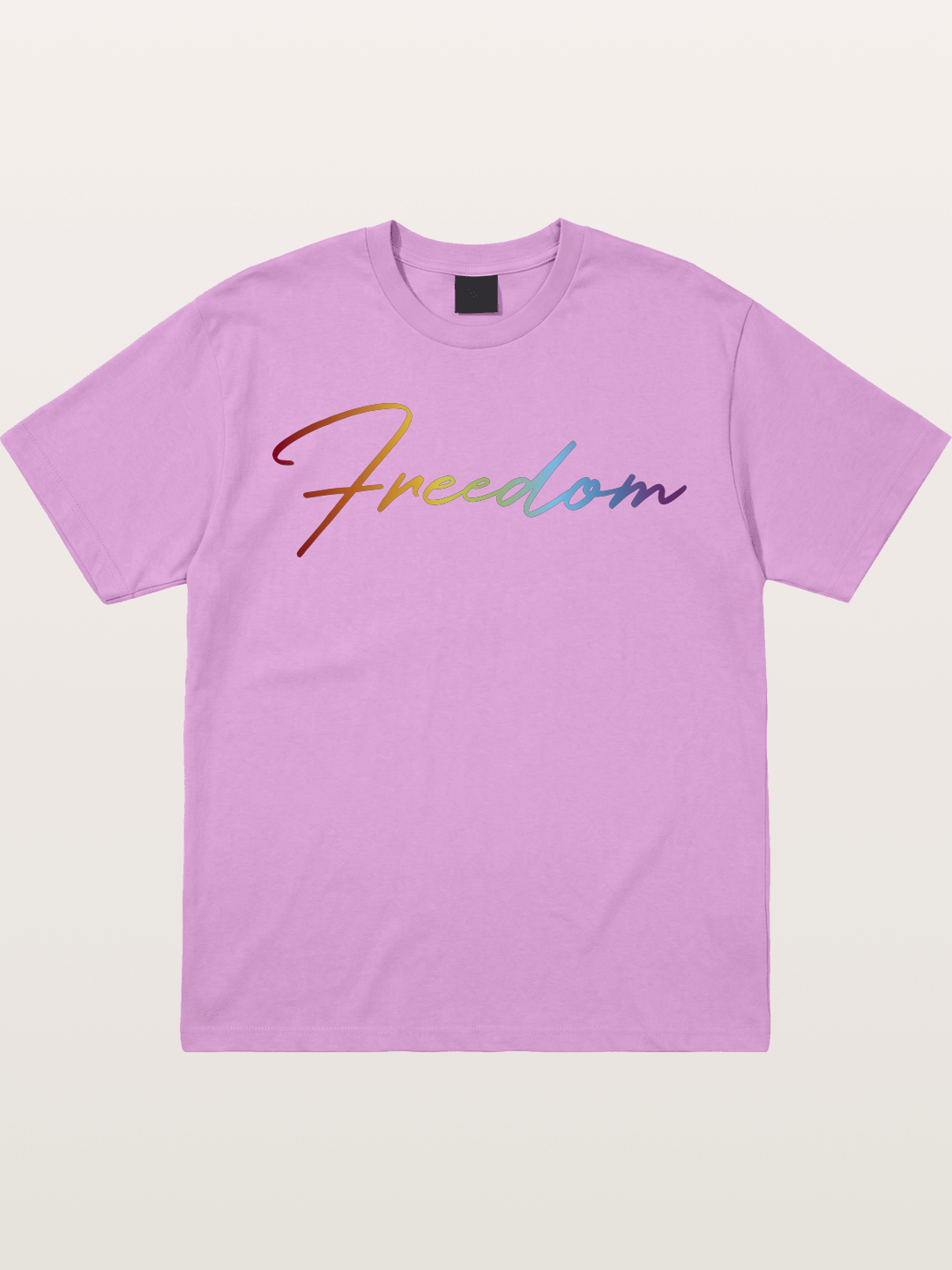 Freedom Rainbow Gradient Script Text Gildan T-shirt