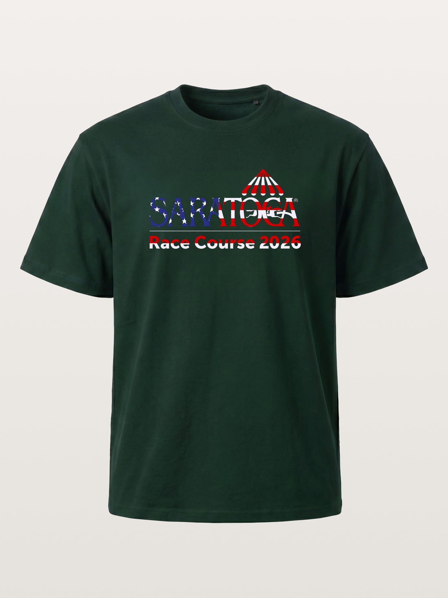 Saratoga Race Course Star Spangled Text Gildan T-shirt