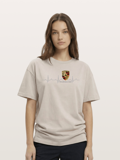 Porsche Heartbeat ECG Line Design Cotton T-shirt