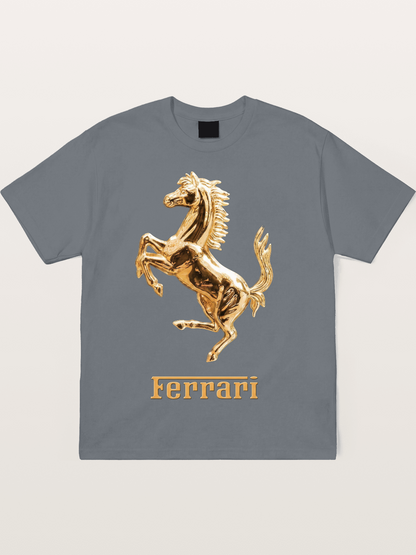 Ferrari Golden Prancing Horse Cotton T-shirt