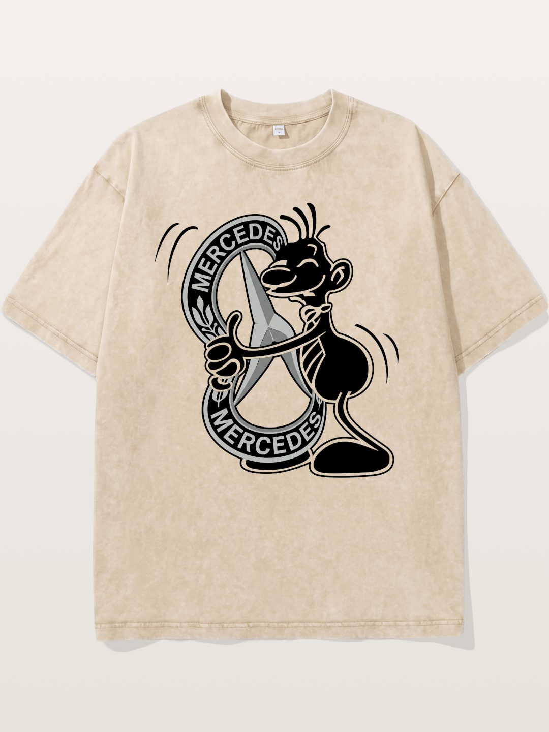 Character Holding Mercedes Emblem Washed T-shirt