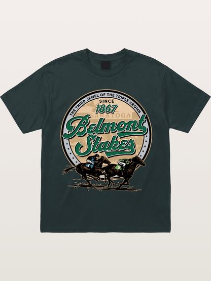 Belmont Stakes Two Horses Racing Gildan T-shirt
