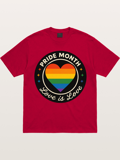 Pride Month Love Is Love Heart Badge Gildan T-shirt