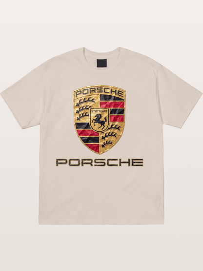 Porsche Crumpled Paper Logo Cotton T-shirt