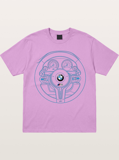 BMW M Vintage Steering Wheel Draft Gildan T-shirt