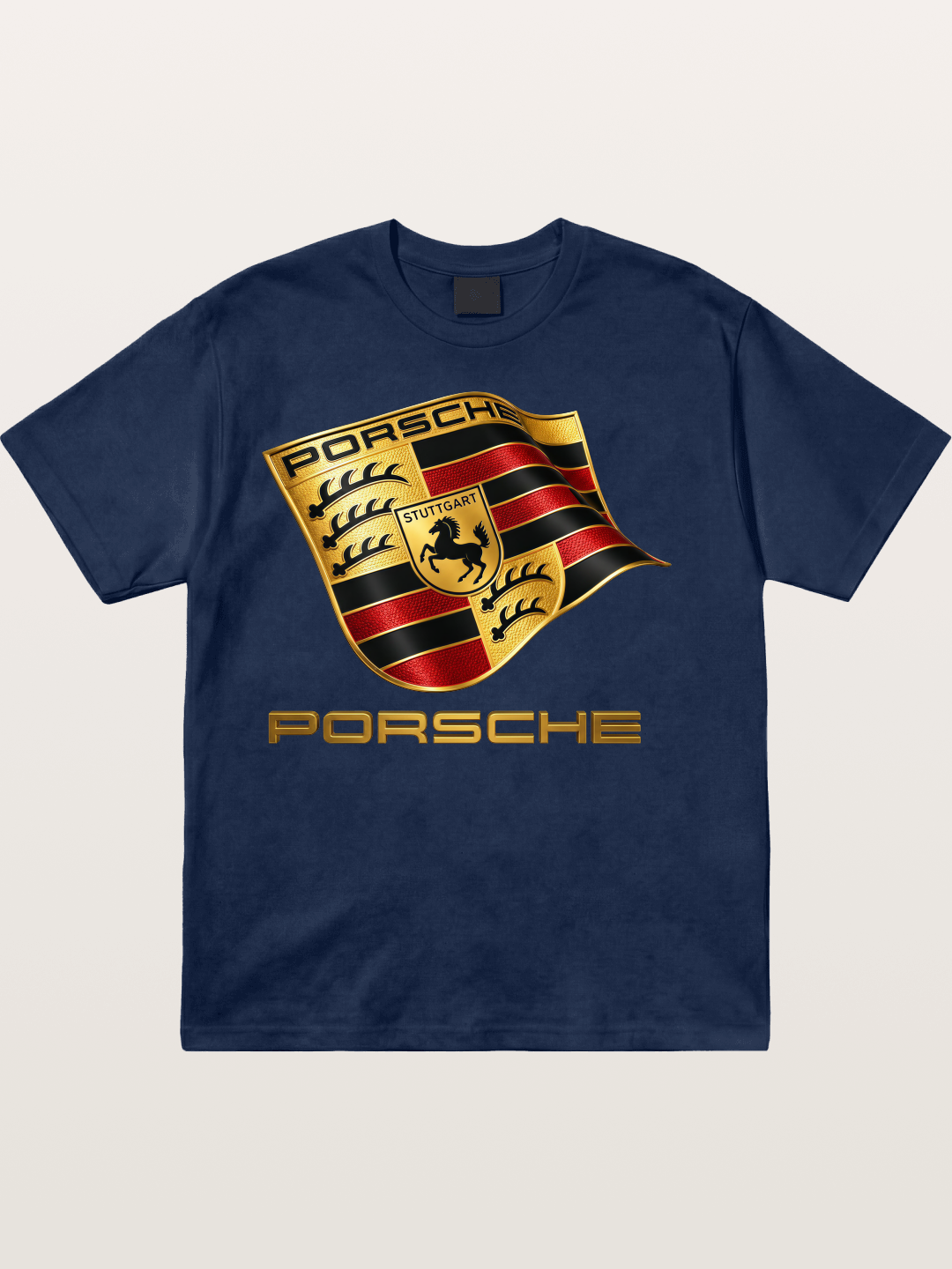 Porsche Waving Crest Art Cotton T-shirt