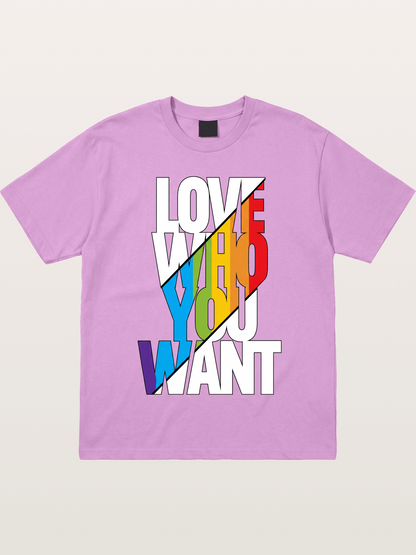 Love Who You Want Diagonal Print Gildan T-shirt