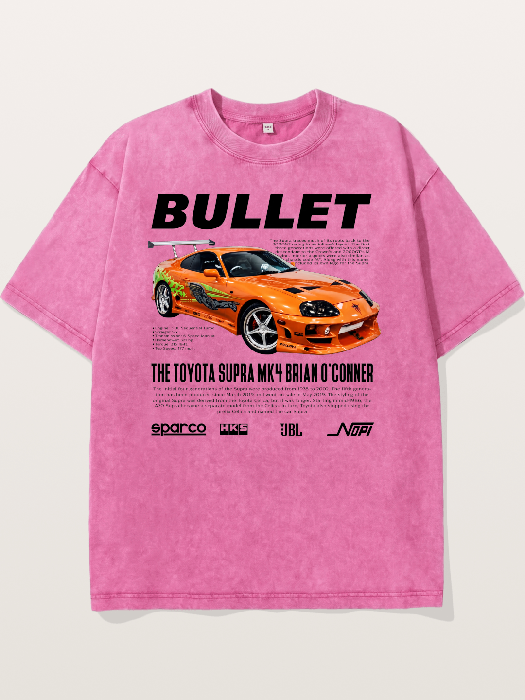 Toyota Supra Fast Furious Print Washed T-shirt