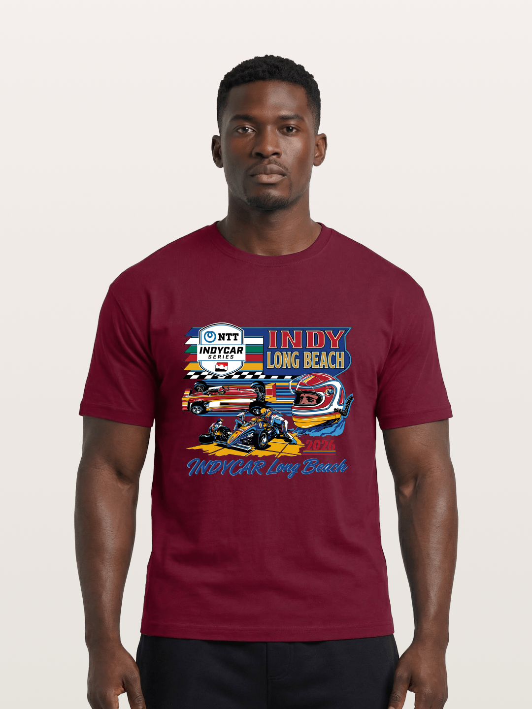 IndyCar Long Beach Vintage Art Gildan T-shirt