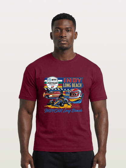 IndyCar Long Beach Vintage Art Gildan T-shirt