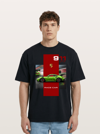 Porsche 911 GT3 Green Race Car Cotton T-shirt