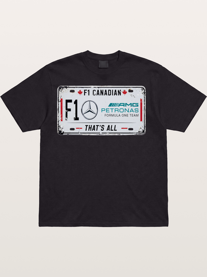 Mercedes F1 License Plate Print Cotton T-shirt