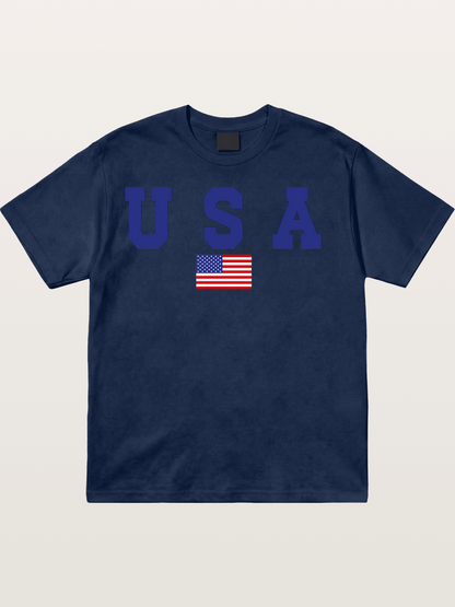 USA Letters With American Flag Cotton T-shirt