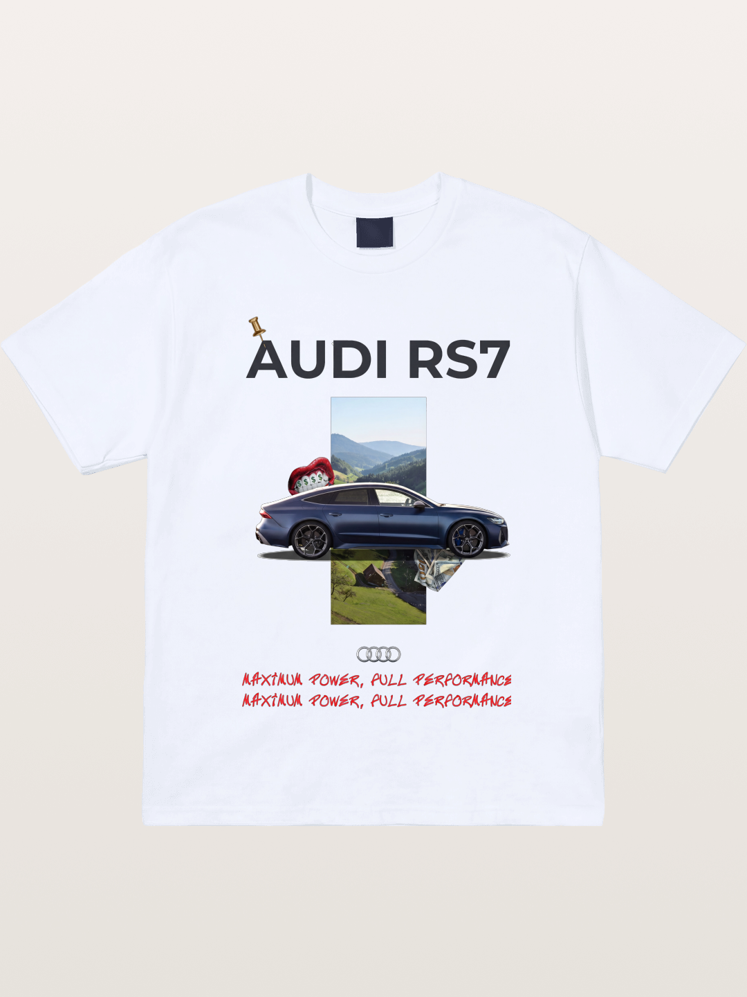 Audi RS7 Surreal Collage Art Gildan T-shirt