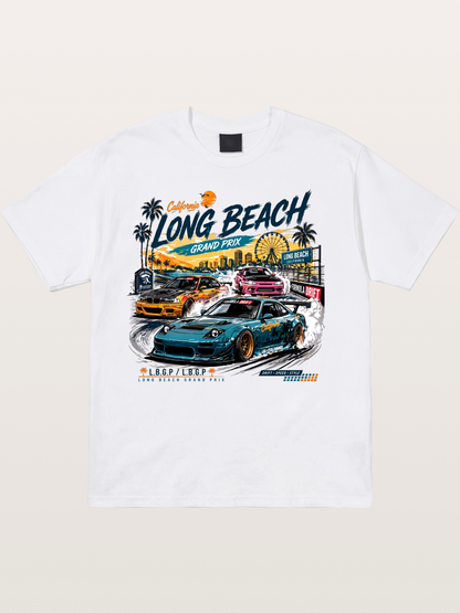 Long Beach Drift Racing Art Cotton T-shirt