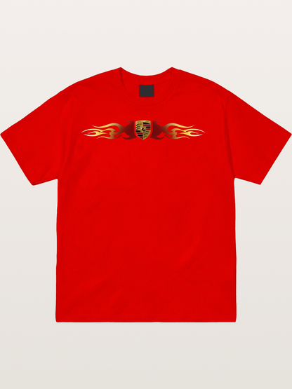 Porsche Crest Flame Stripe Cotton T-shirt