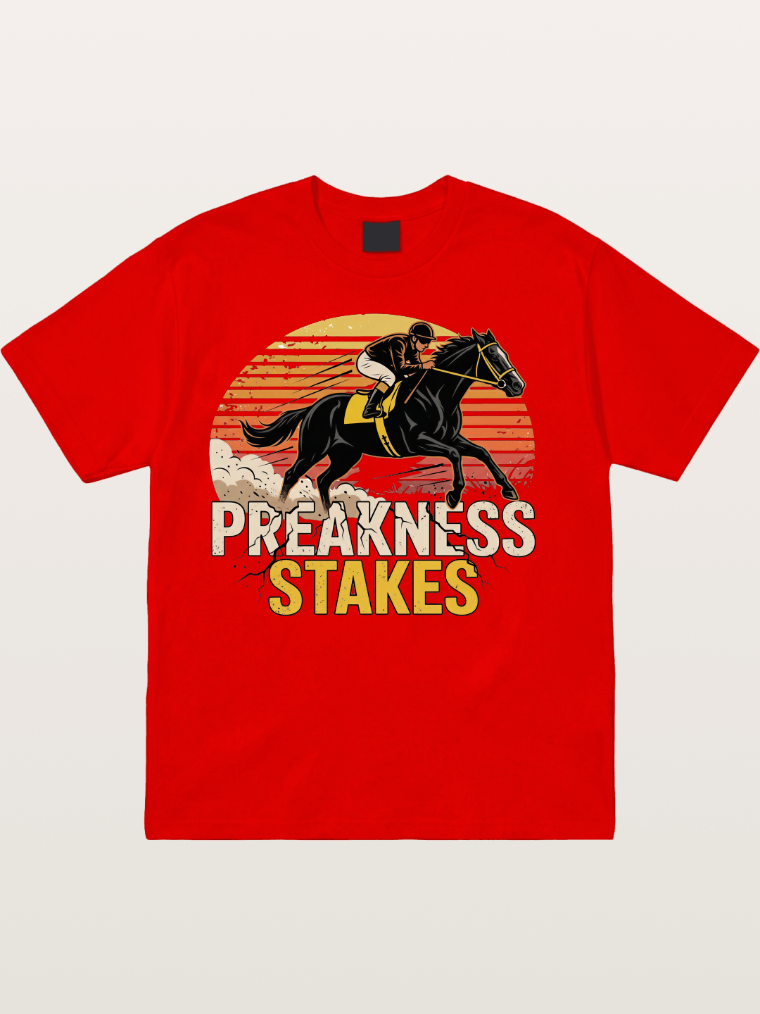 Preakness Stakes Retro Sunset Print Cotton T-shirt