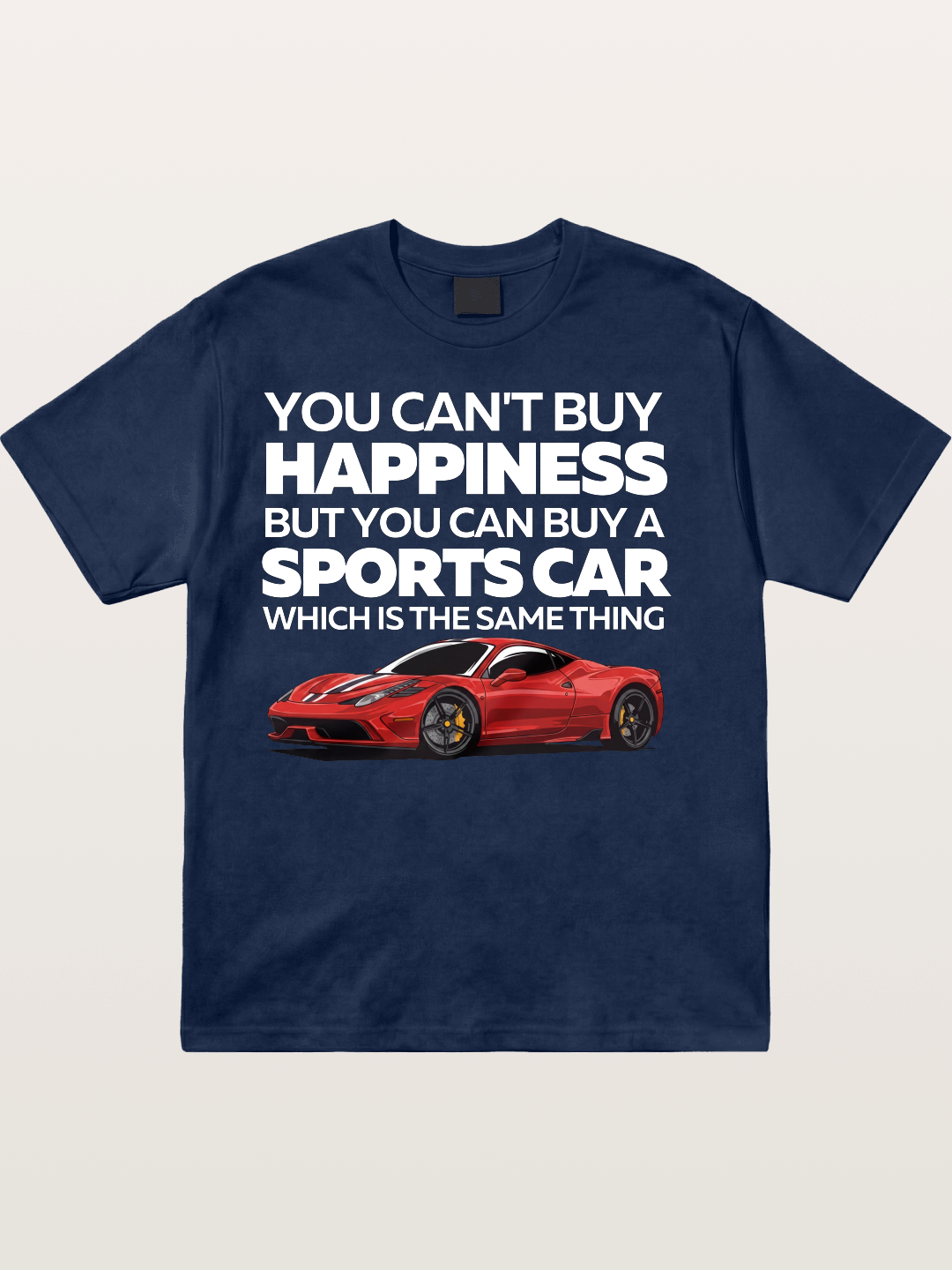 Sports Car Happiness Quote Red Ferrari Cotton T-shirt