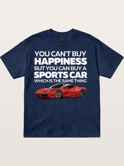 Sports Car Happiness Quote Red Ferrari Cotton T-shirt