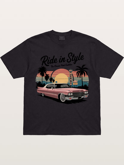 intage Pink Cadillac Retro Poster Gildan T-shirt