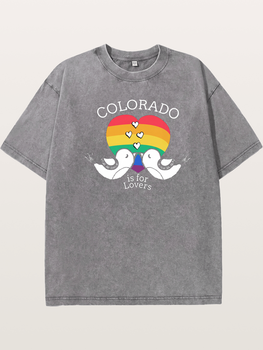 Colorado Trans Pride Heart Design Washed T-shirt