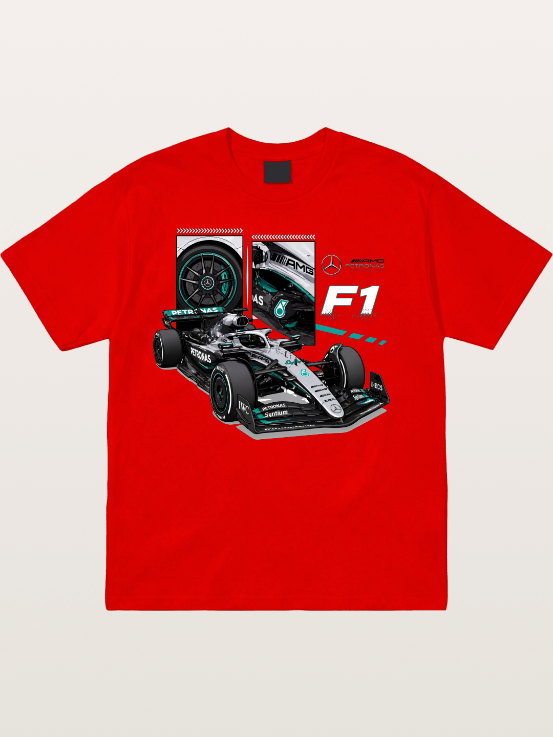 Mercedes Petronas F1 Collage Art Cotton T-shirt