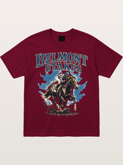 Belmont Stakes Mud Splash Poster Gildan T-shirt